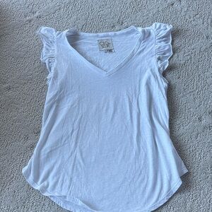 White Ruffle Sleeve Top